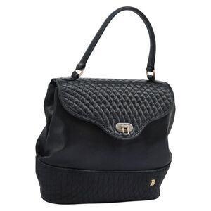 Bally Vintage Handbag Quilted Leather Black Leather Handbag